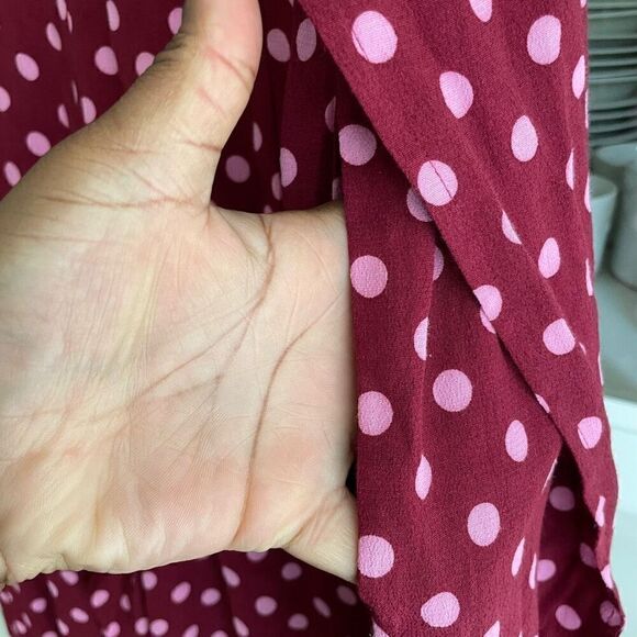Kate Spade Womens Lia Jumpsuit 4 Burgundy Pink Polka Dot Wide Leg One Piece - Picture 7 of 11
